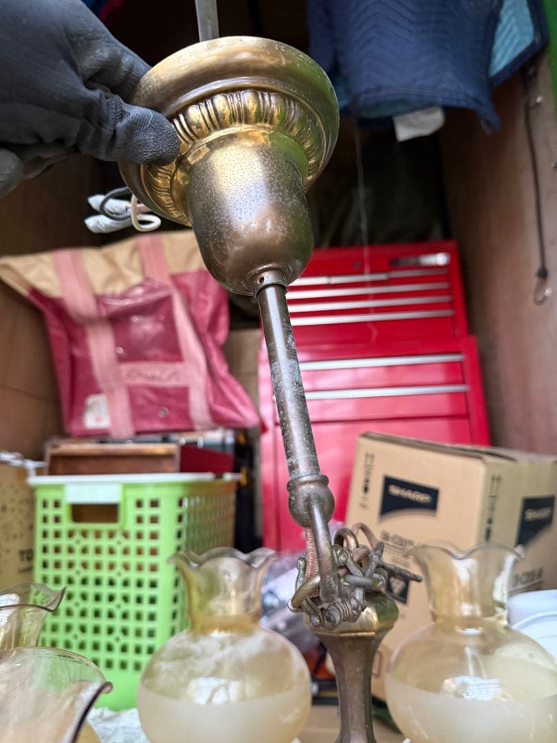 引き取り限定　イタリア製 6灯アンティークシャンデリア 直結工事用