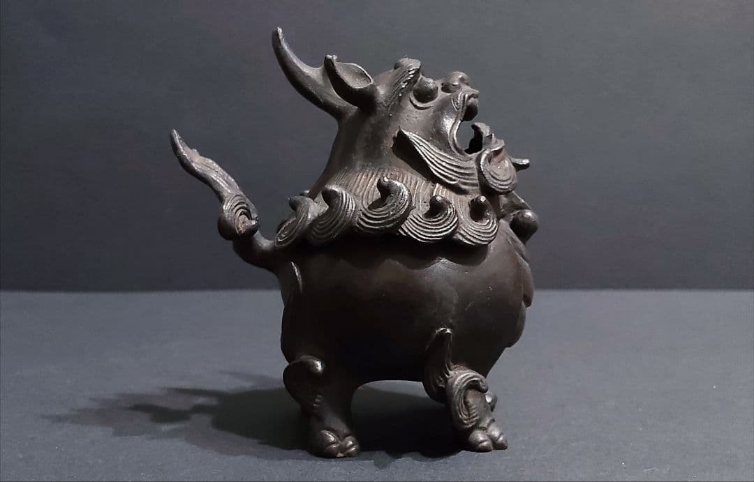 唐銅 豆獅子香炉 香道具 茶道具 工芸品 銅器 古美術 清課堂 骨董 レトロ