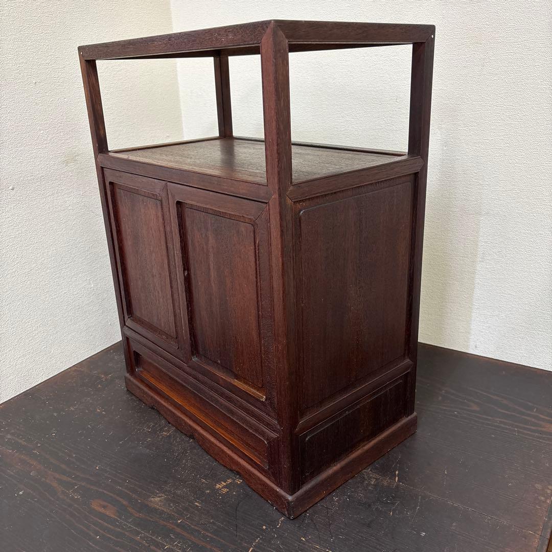 【値下げ】木製 キャビネット 両開き扉＋引き出し付き／収納棚 古家具