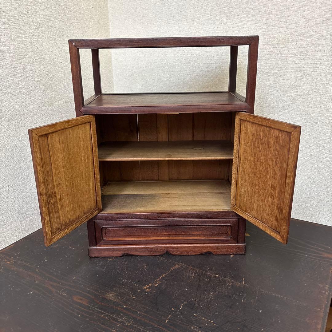 【値下げ】木製 キャビネット 両開き扉＋引き出し付き／収納棚 古家具