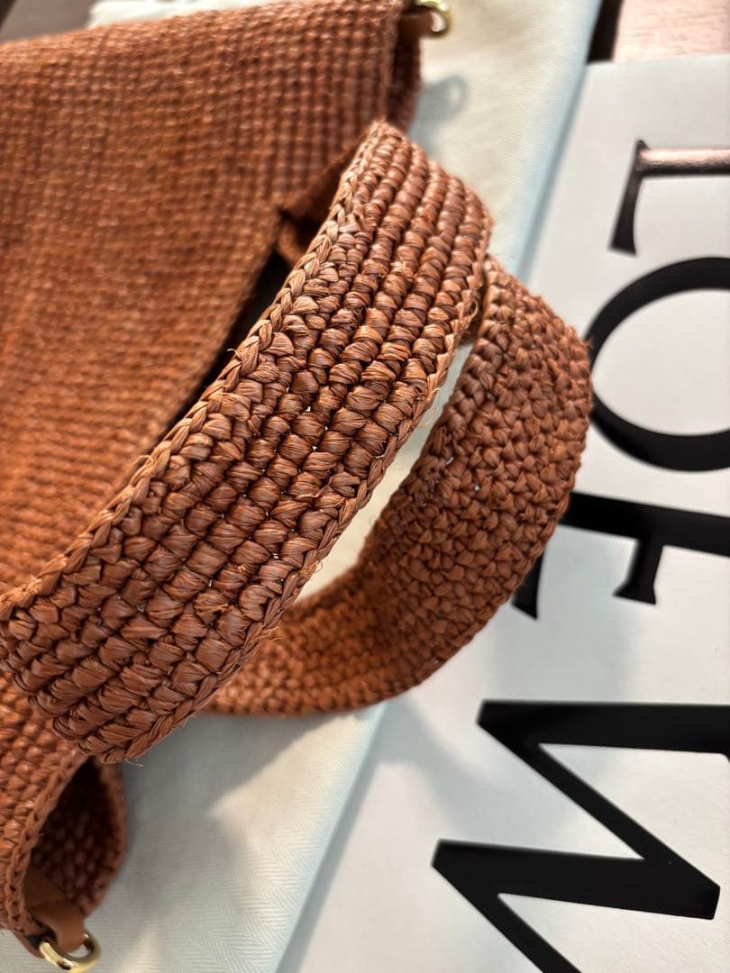 LOEWE ロエベ スリットバッグ ミニ（ラフィア＆カーフ）2way ショルダー