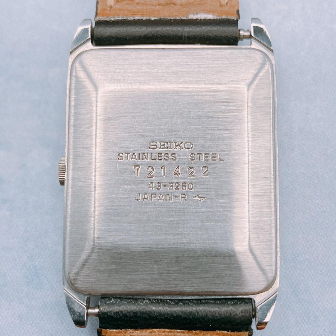 【稼動品】SEIKO シャリオ スクエア メンズ クォーツ 社外ベルト 腕時計