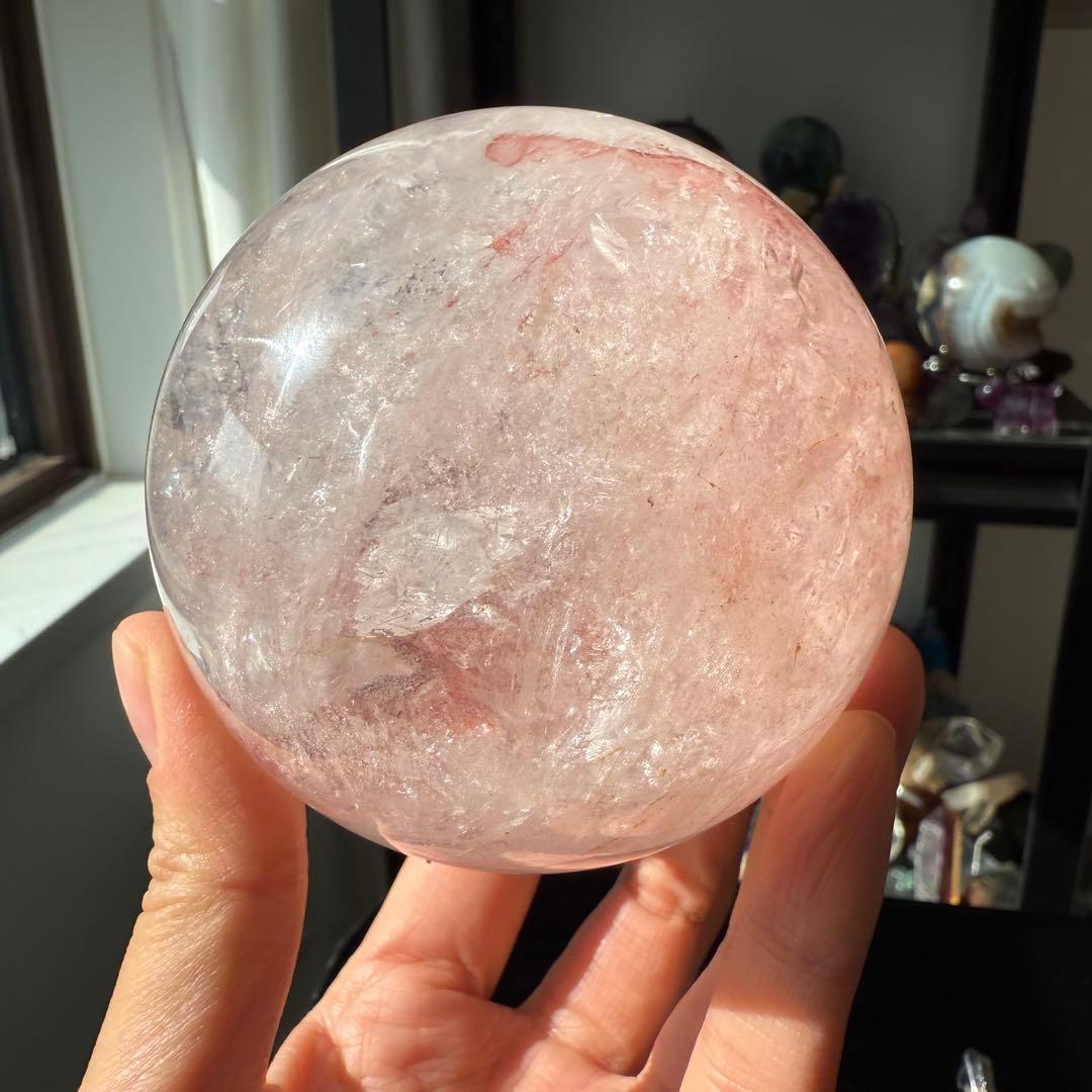 天然石ピンクアゼツライトのスフィア　丸玉　置物NO.112611