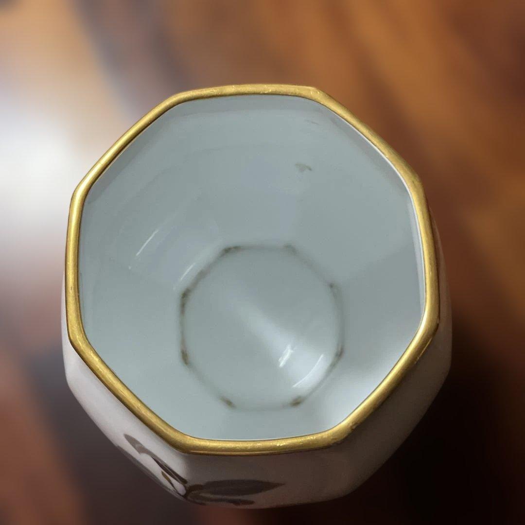 大倉陶園 椿図柄金蒔絵　八角 花瓶 花器 フラワーベース 豪華