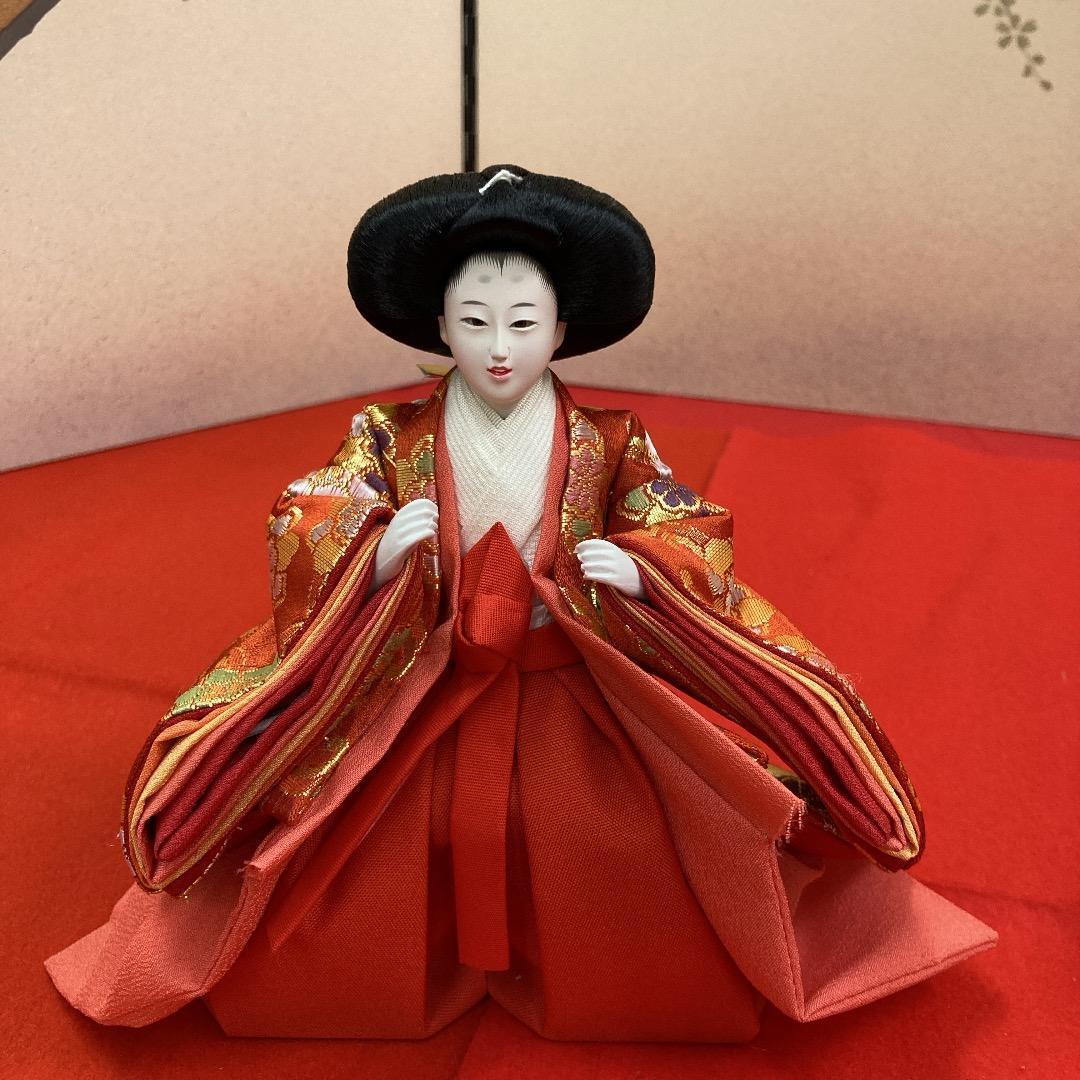 N7 　可愛いサイズの雛人形　人形のみ　西陣織金らん衣装　雛人形五人飾り