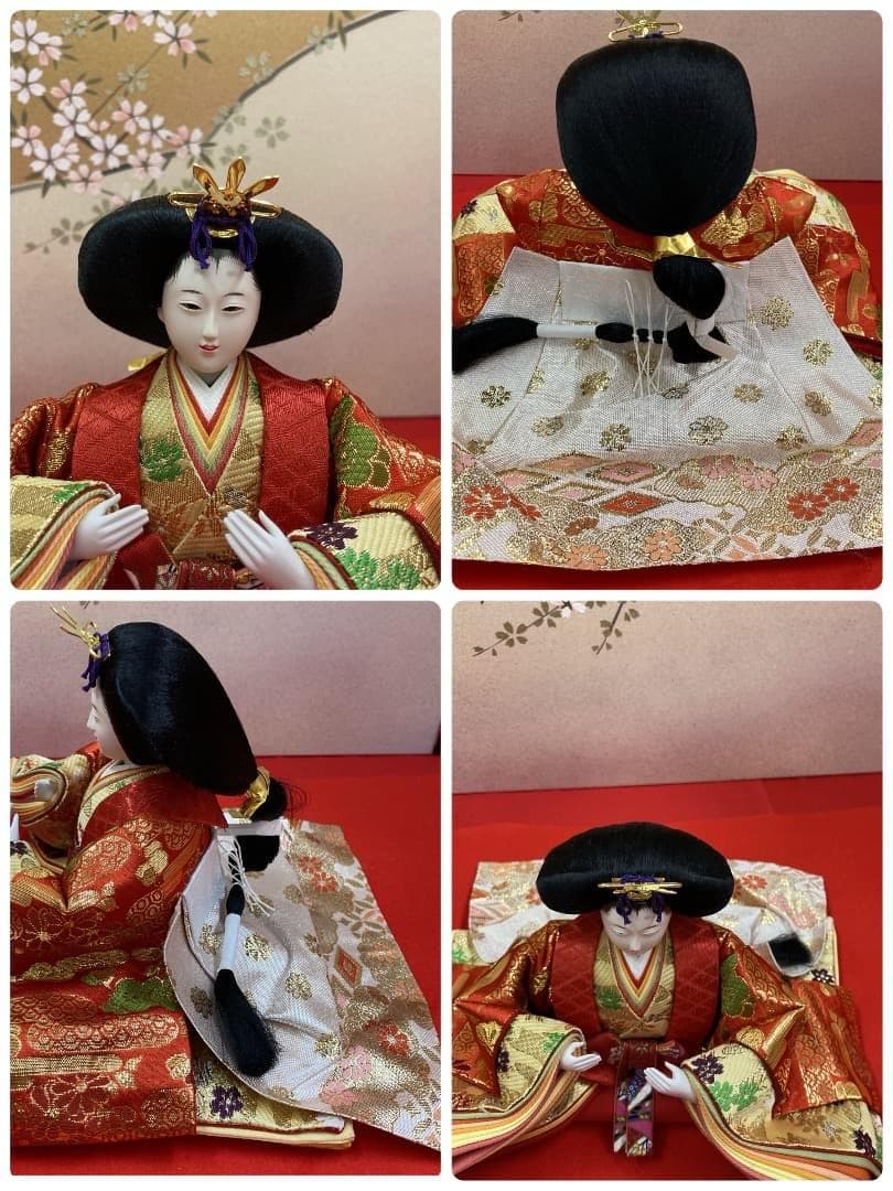 N7 　可愛いサイズの雛人形　人形のみ　西陣織金らん衣装　雛人形五人飾り