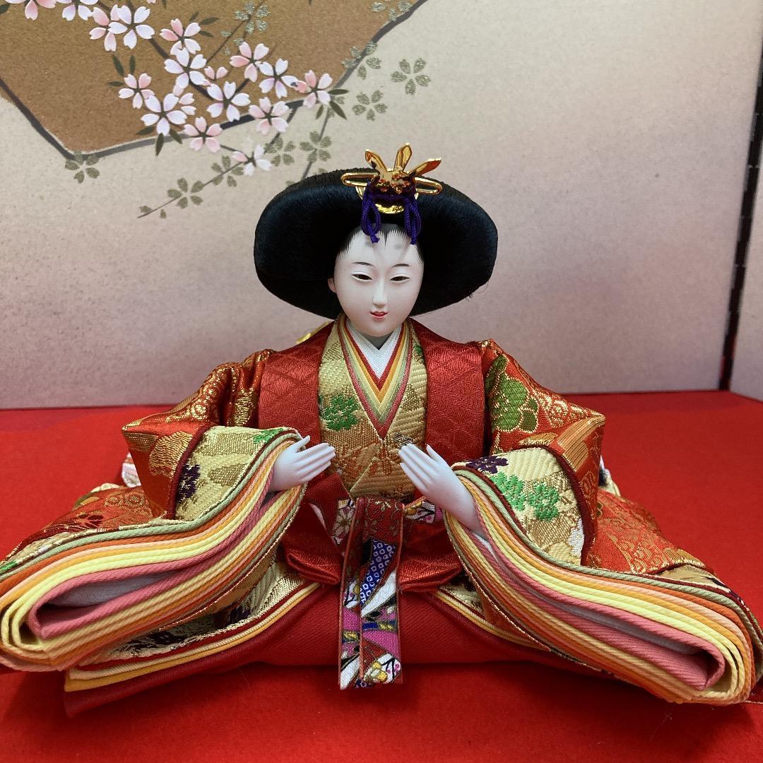 N7 　可愛いサイズの雛人形　人形のみ　西陣織金らん衣装　雛人形五人飾り