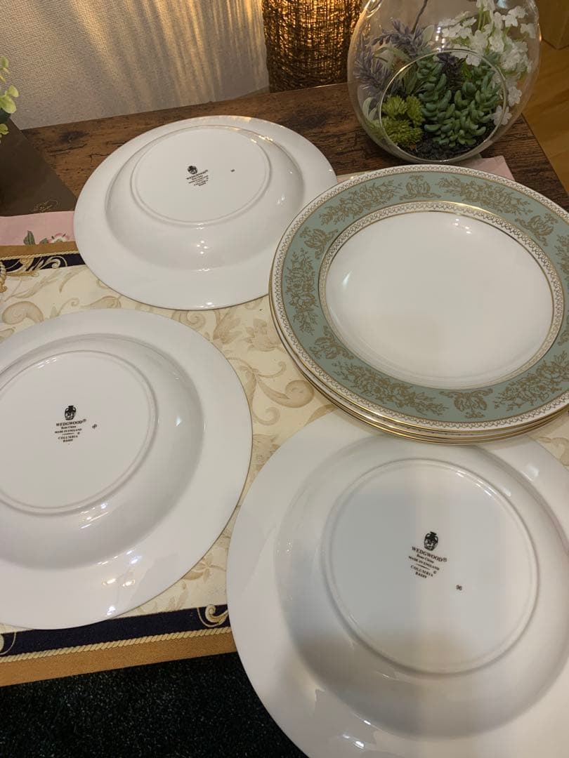 ウェッジウッド コロンビア　セージグリーン 23cmサラダボウル6枚