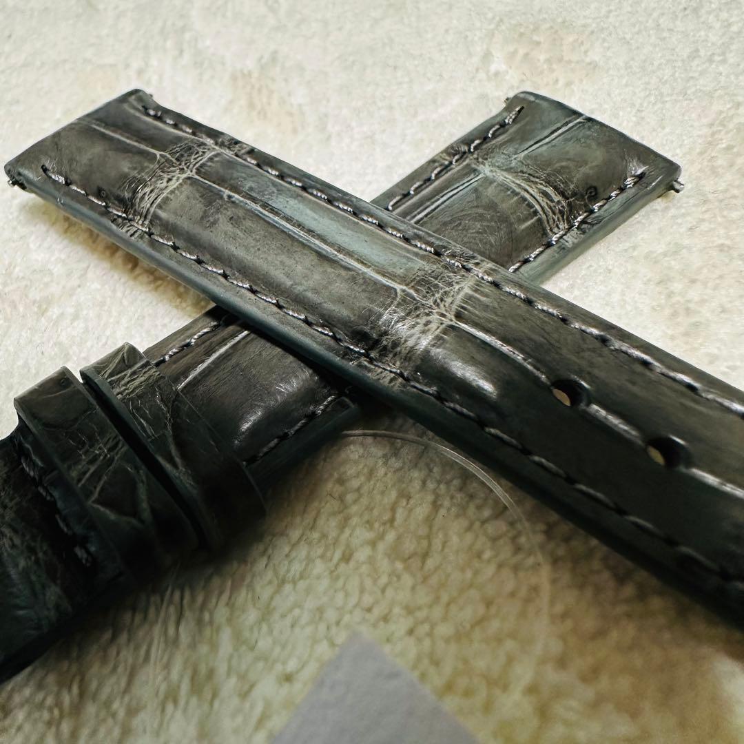 1018#18mm-16mmダークアッシュ★スイス製★本物クロコダイルベルト