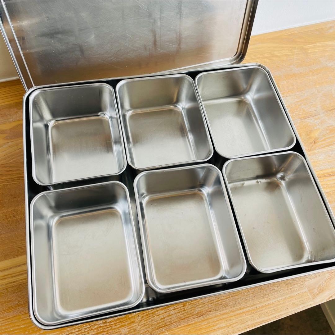 【業務用】ステンレス 食材容器 蓋付き 6分割 33cm バット