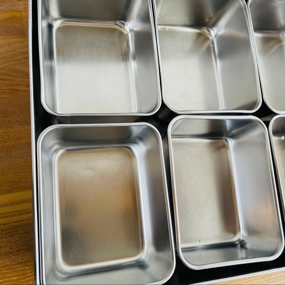【業務用】ステンレス 食材容器 蓋付き 6分割 33cm バット