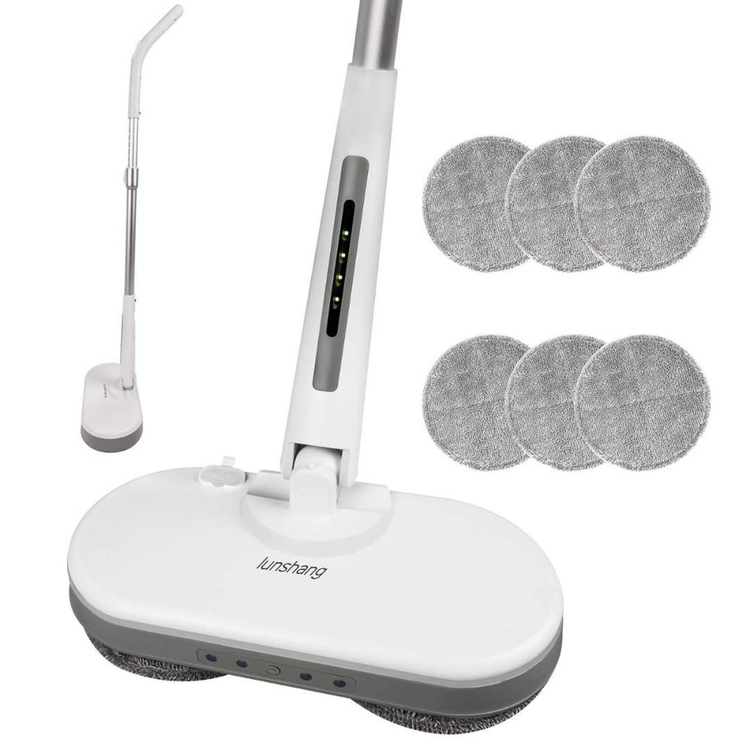 スプレー機能付きのコードレス回転モップ 乾湿両用 長さ調節可