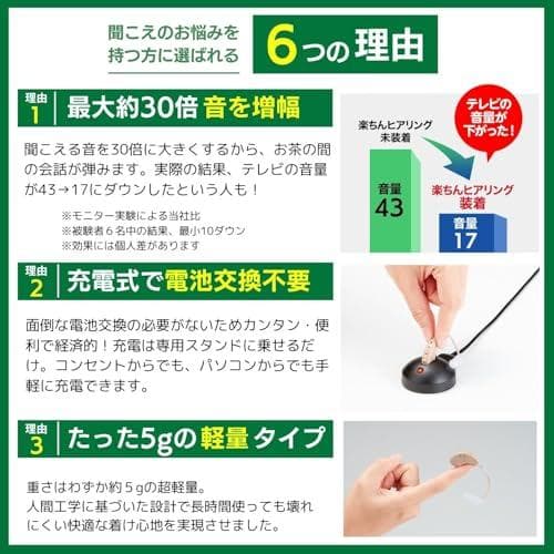 【公式】楽ちんヒアリング 集音器 軽量 正規品 ベージュ 超軽量タイプ 目立たな
