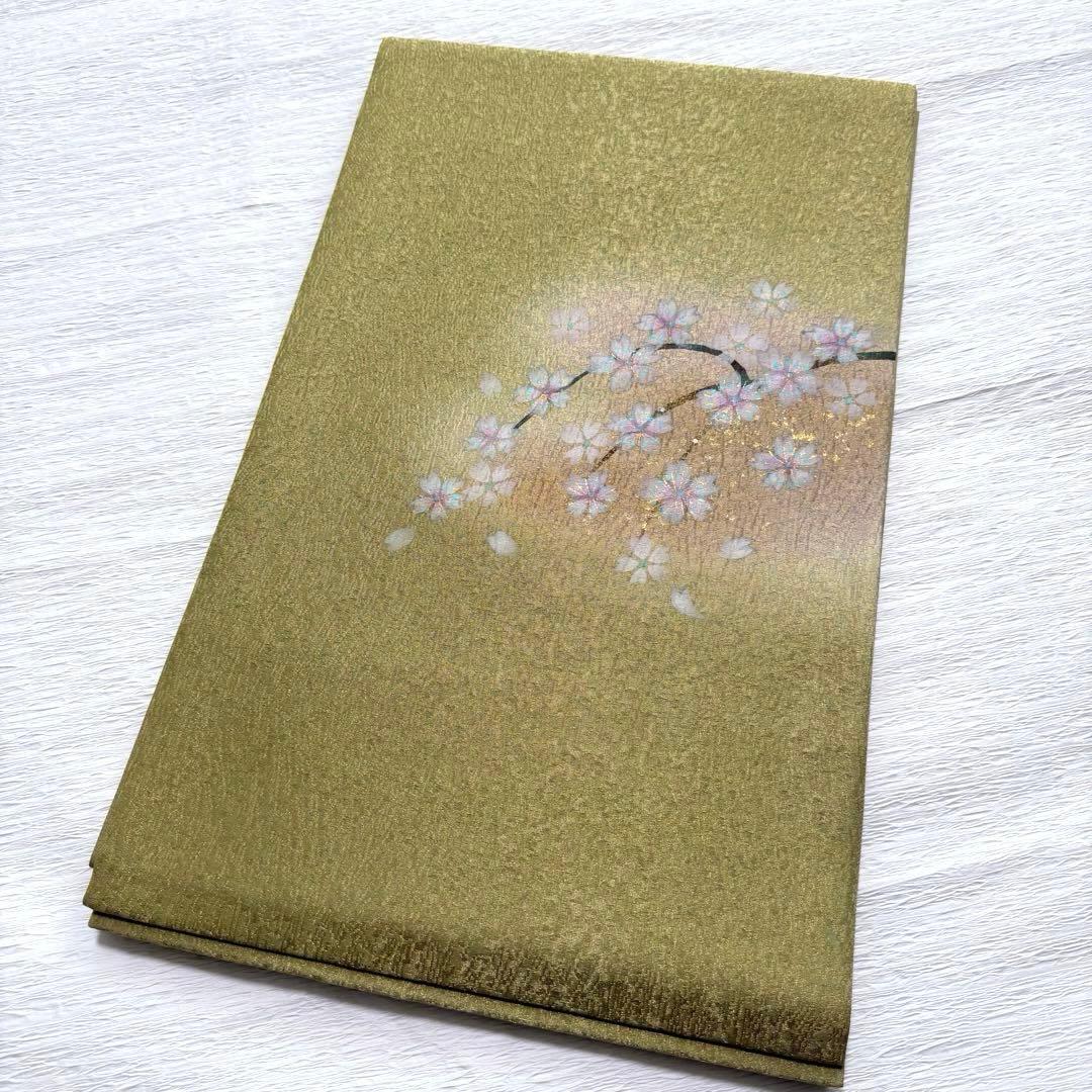 m-43＋　m-32 浅井清仁 桜 手描き 袋帯 正絹 未使用極美品