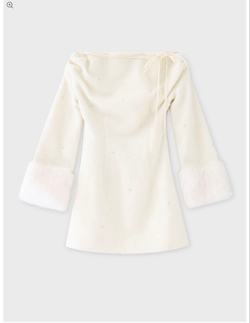 Fur jeweled ribbon mini onepiece エムミーエメ