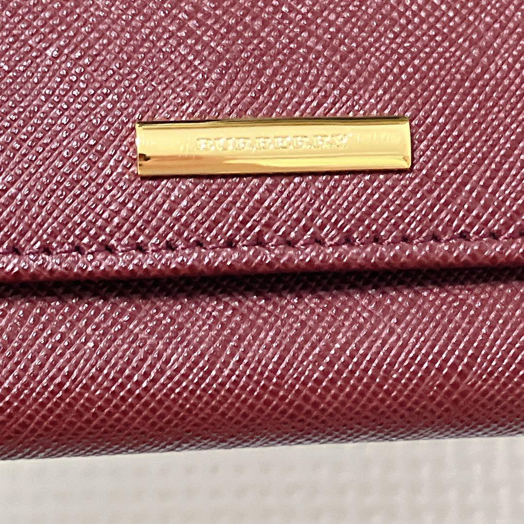 未使用　BURBERRYバーバリー　レザーフラップ長財布　バーガンディー