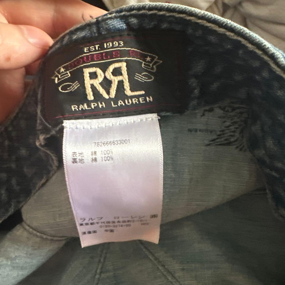 美品 RRL エイジング ビンテージ 加工 デニム ニュースボーイ キャップ