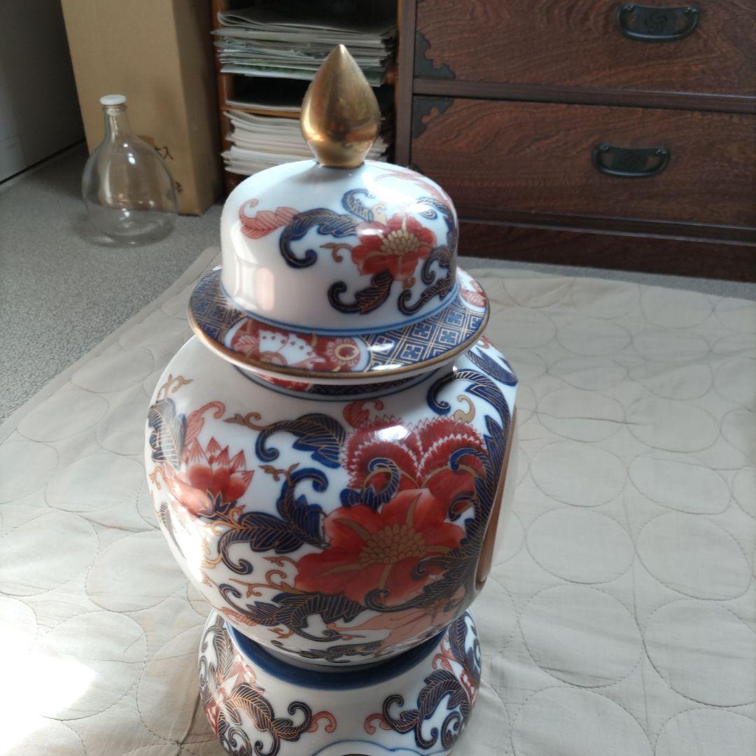 金彩錦手飾壺時計　伊万里鳳凰　大鉢色絵金彩