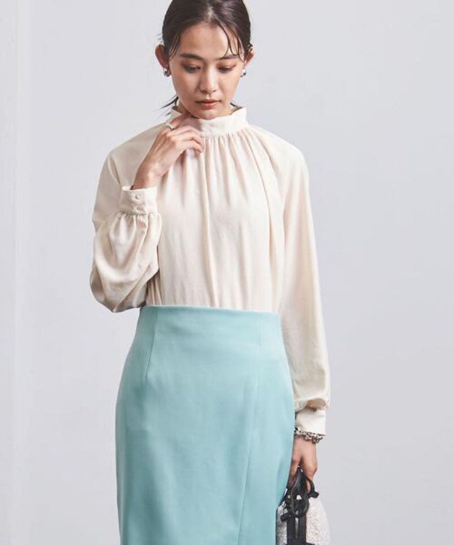 新品★ 手洗可 ギャザー長袖ブラウス 白UNITED ARROWS ¥17600