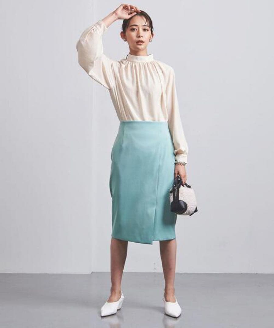 新品★ 手洗可 ギャザー長袖ブラウス 白UNITED ARROWS ¥17600