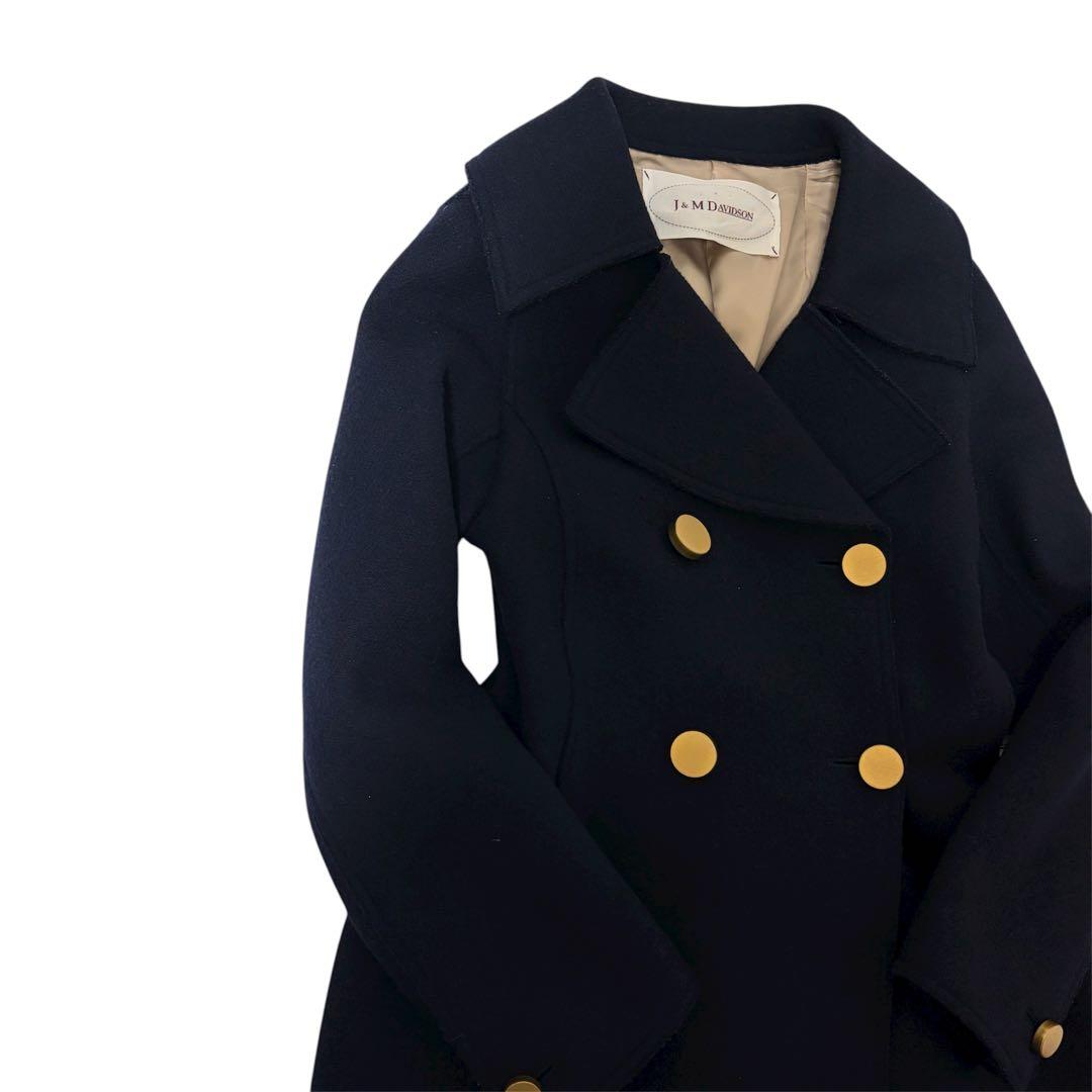 J&M DAVIDSON 金ボタン ウール 100% コート 濃紺