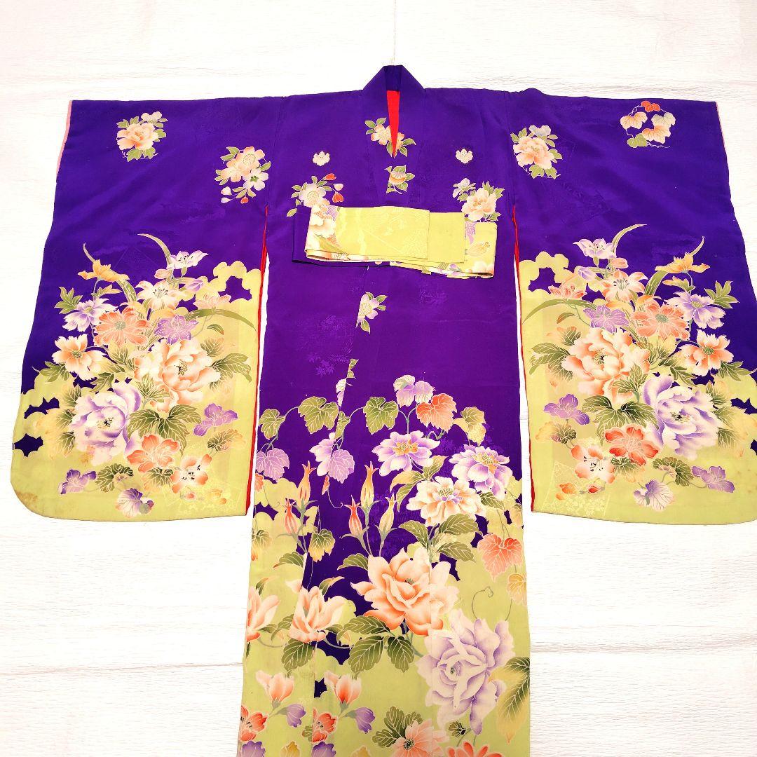 七五三　大正ロマン　アンティーク着物　縮緬