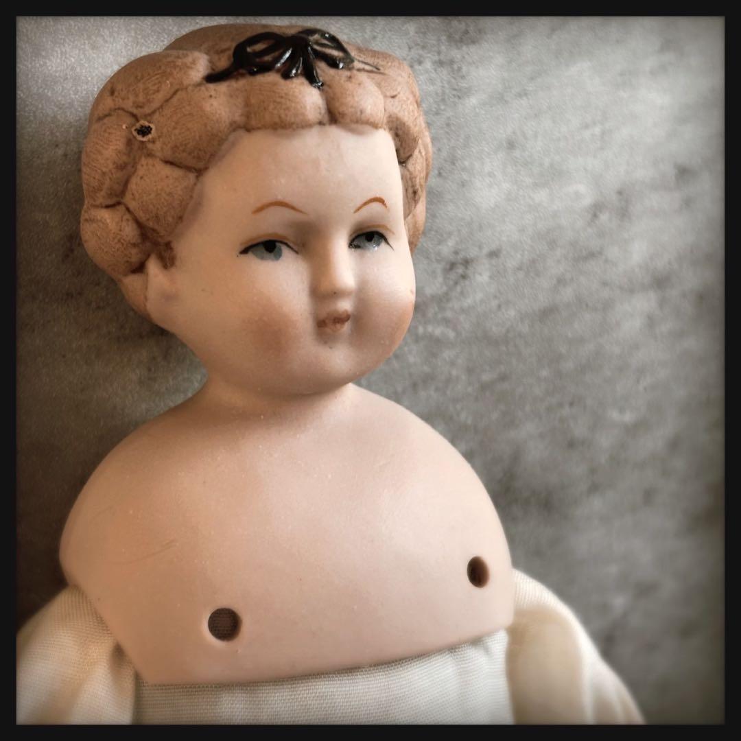 レアヴィンテージ 黒いリボンの女の子　ビスクドール