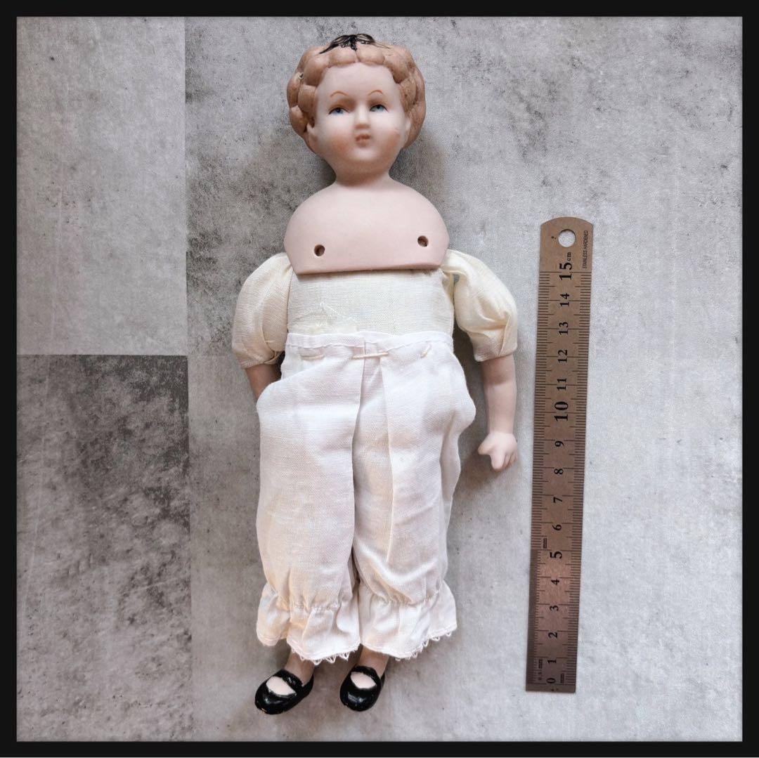 レアヴィンテージ 黒いリボンの女の子　ビスクドール