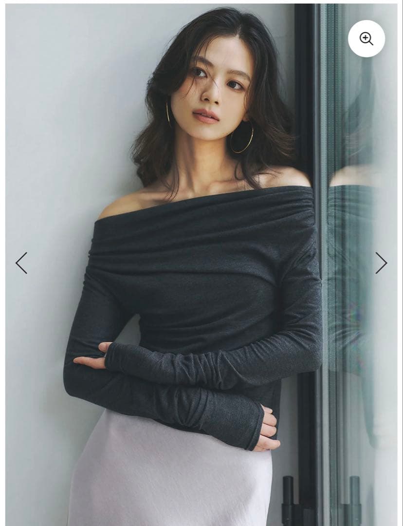 anuans ギャザードレープカットトップス CHARCOAL GREY