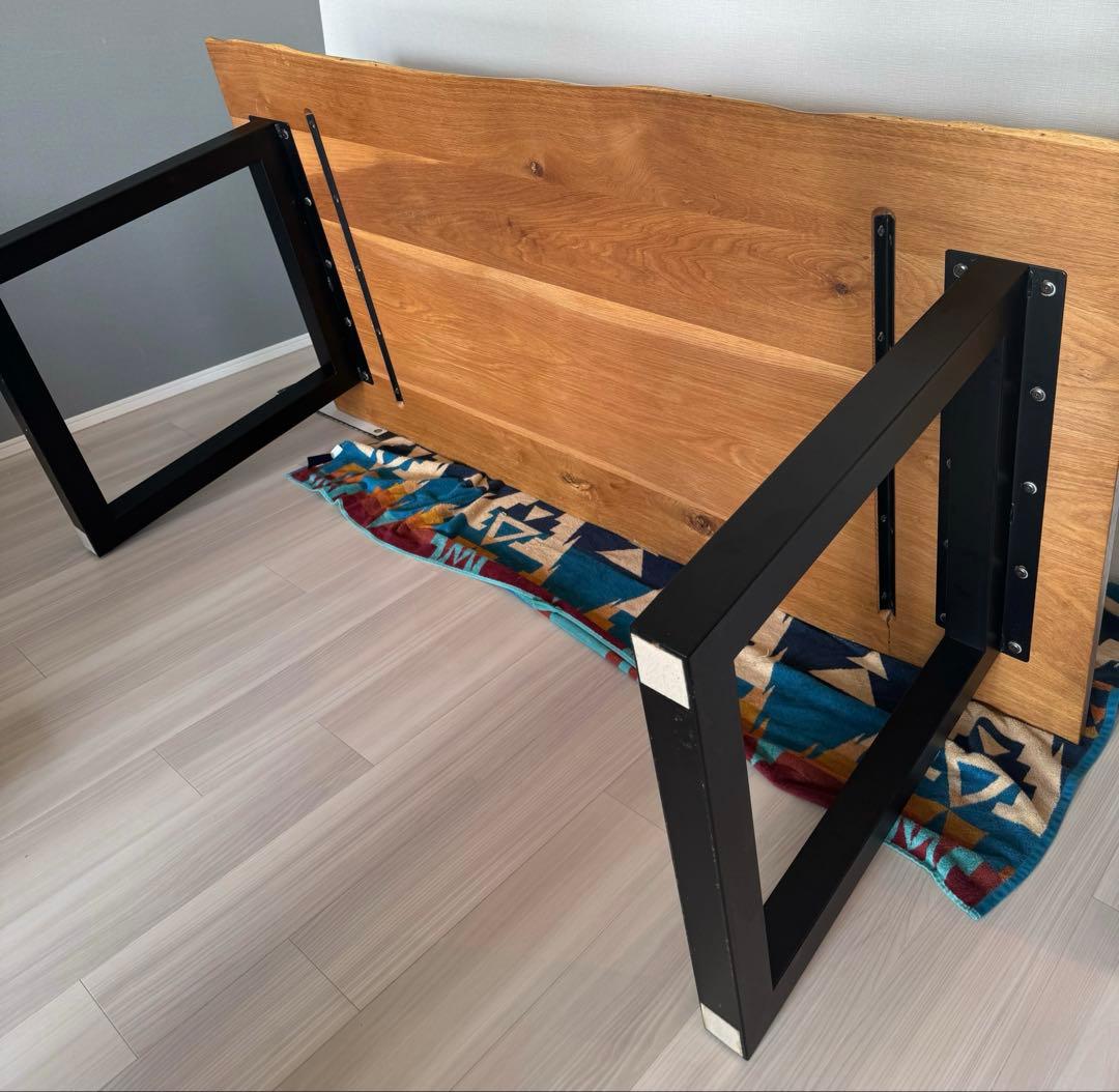 【天然木】一枚板風　オーク材　ダイニングテーブル　180cm