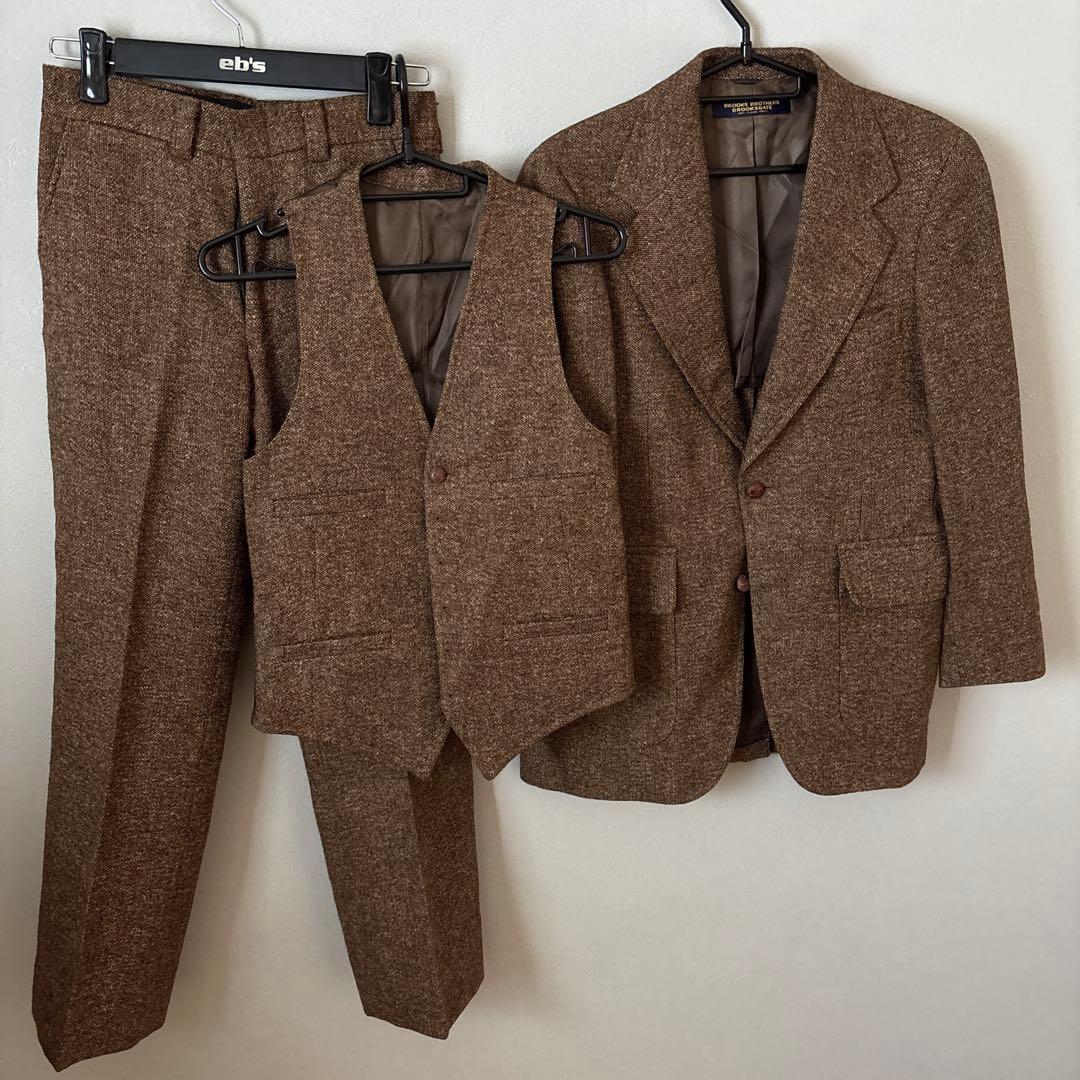 brooks brothers ブラウン　3ピース　ジャケット　パンツ　ベスト