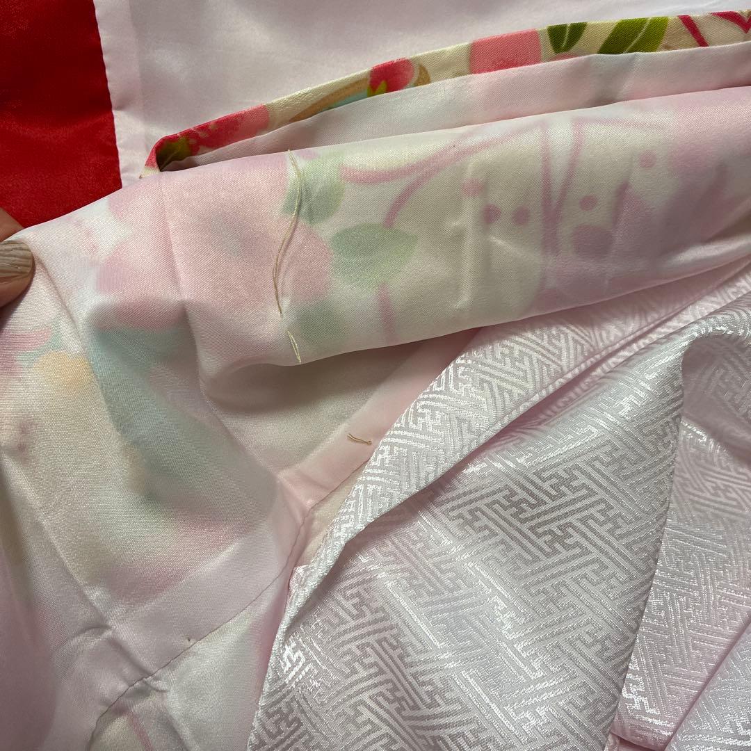 七五三 被布　着物セット　女の子 ピンク　水色　花柄　刺繍　鞠　小町kids