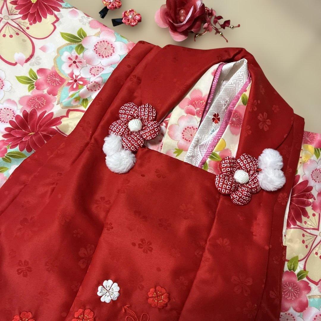 七五三 被布　着物セット　女の子 ピンク　水色　花柄　刺繍　鞠　小町kids