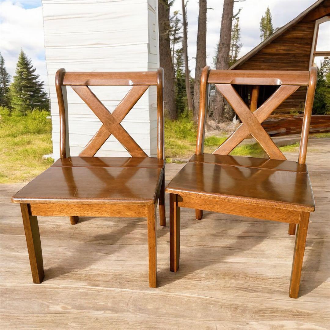 【美品送料込】フランスベッド ウッドチェア 木製ダイニングチェア 2脚セット