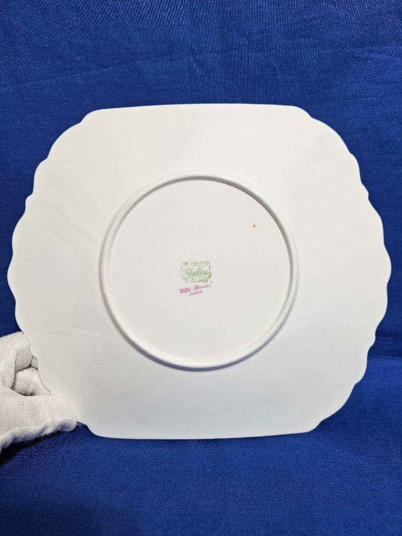 美品 Shelley ワイルドフラワー ピンクトリム ケーキプレート シェリー