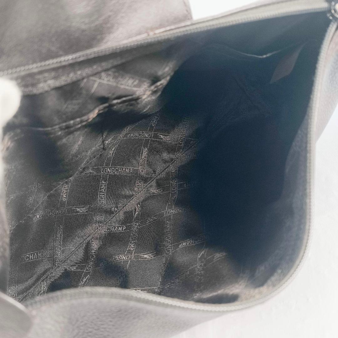 美品 ロンシャン シボ革 ショルダーバッグ LONGCHAMP