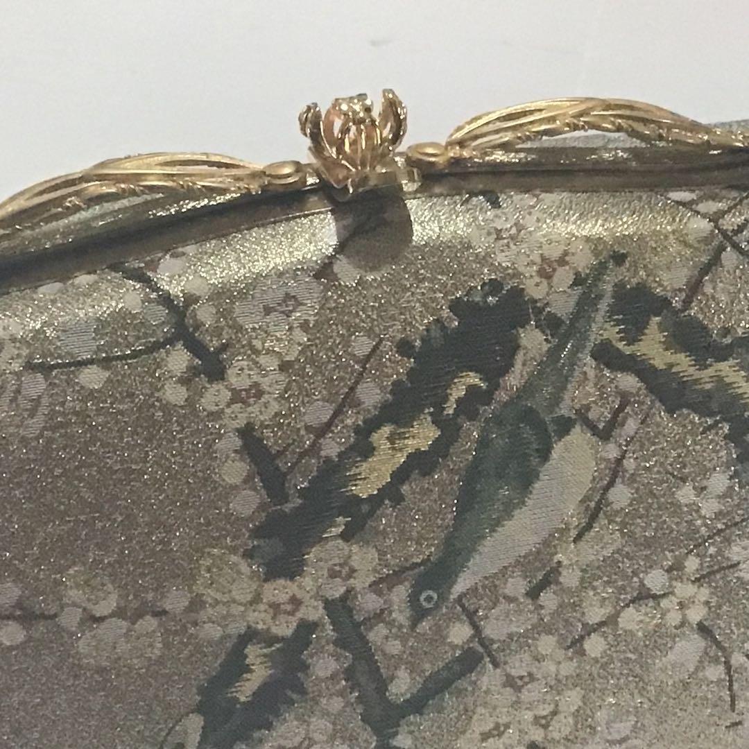 高級バッグ草履セット　ゴールド　西陣？　超美品　599-4