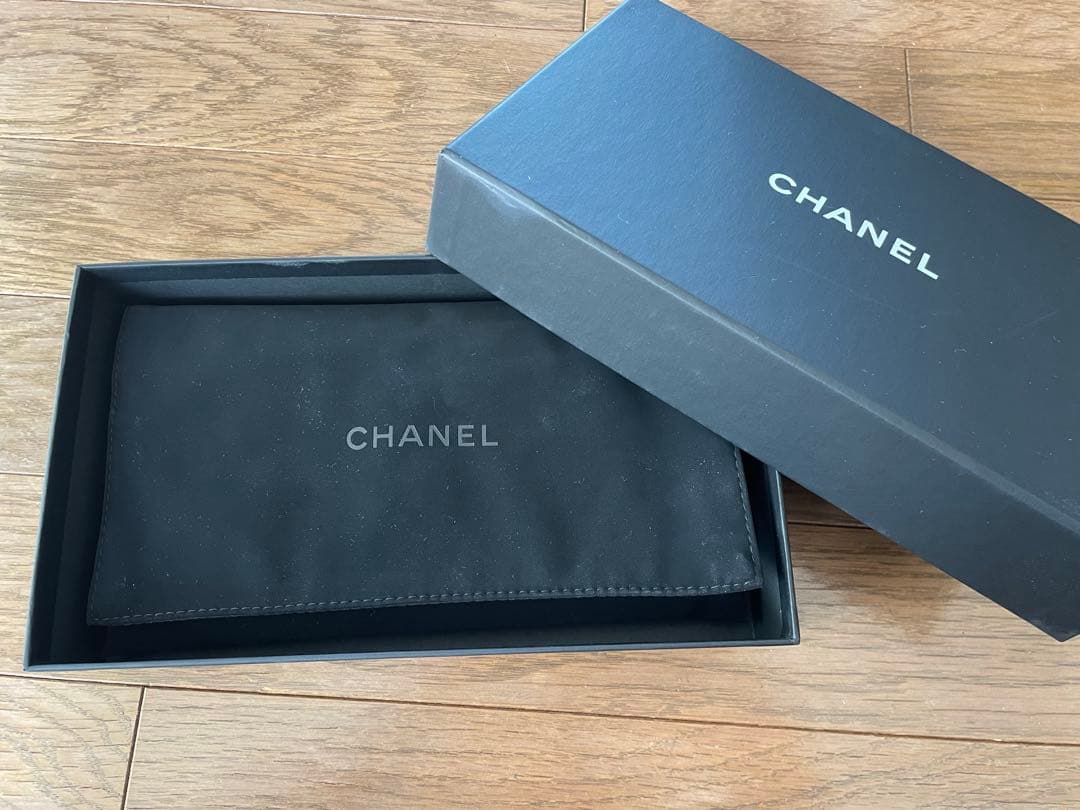 美品　CHANEL シャネル　カメリア　長財布　希少　ネイビーブルー　ウォレット