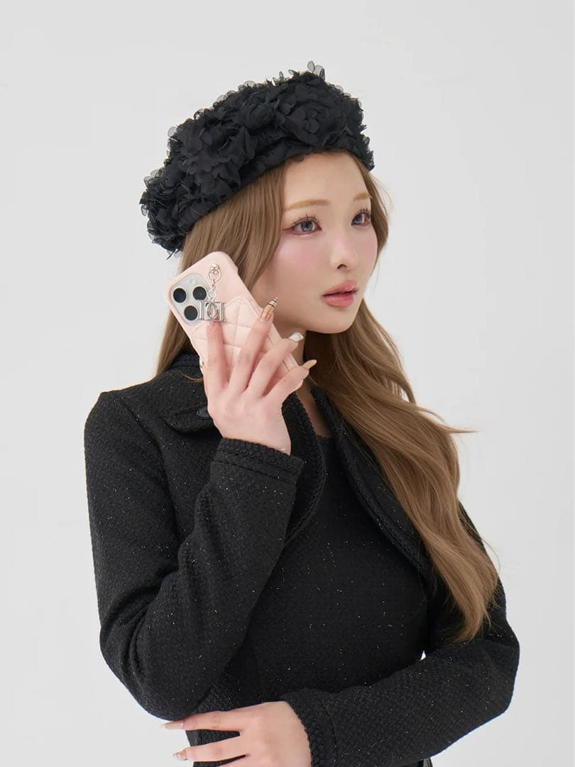 キルティングミラーDDチャームiPhoneケース iPhone15 15 ピンク