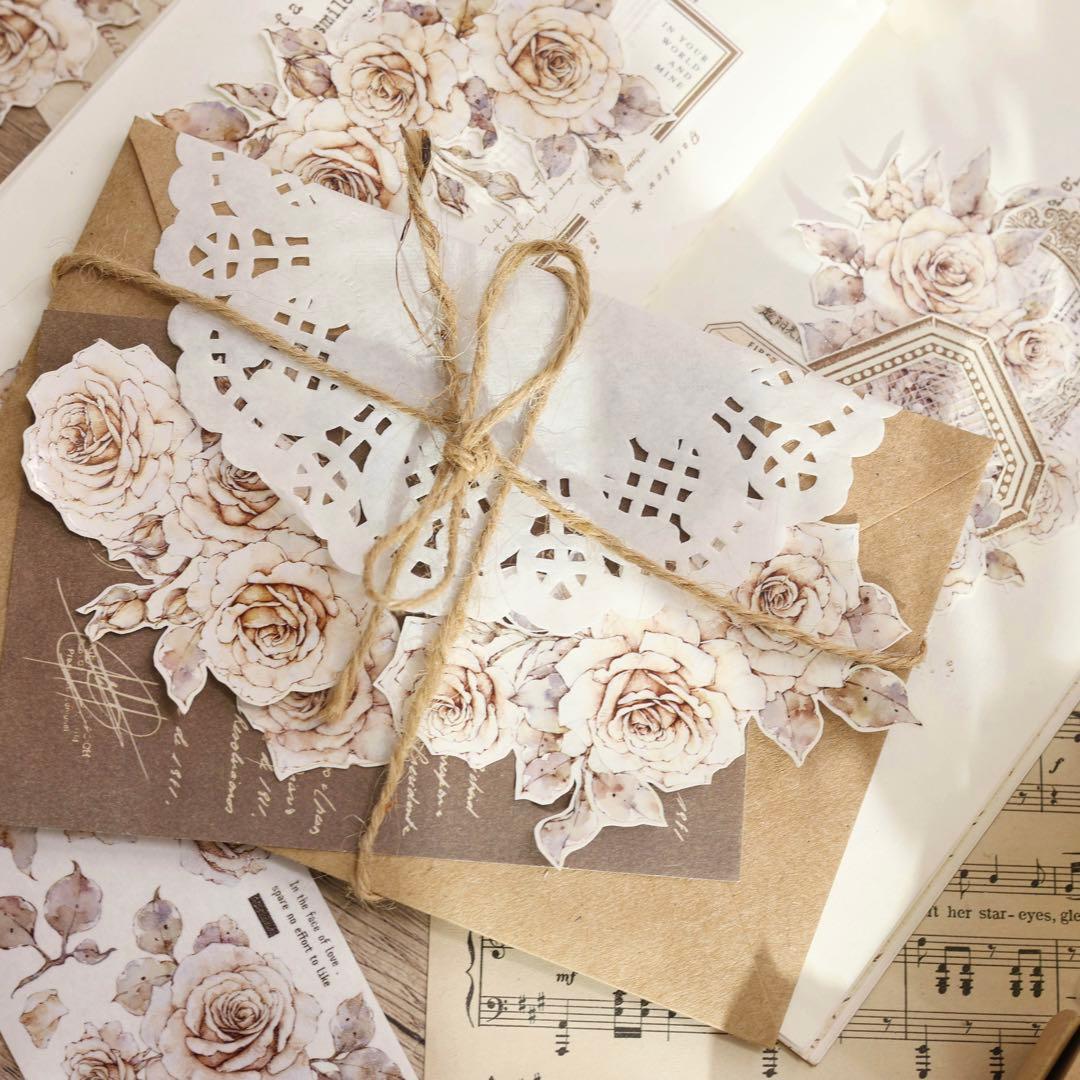 新品　月下温柔　和紙花マスキングテープ　マステ　6m