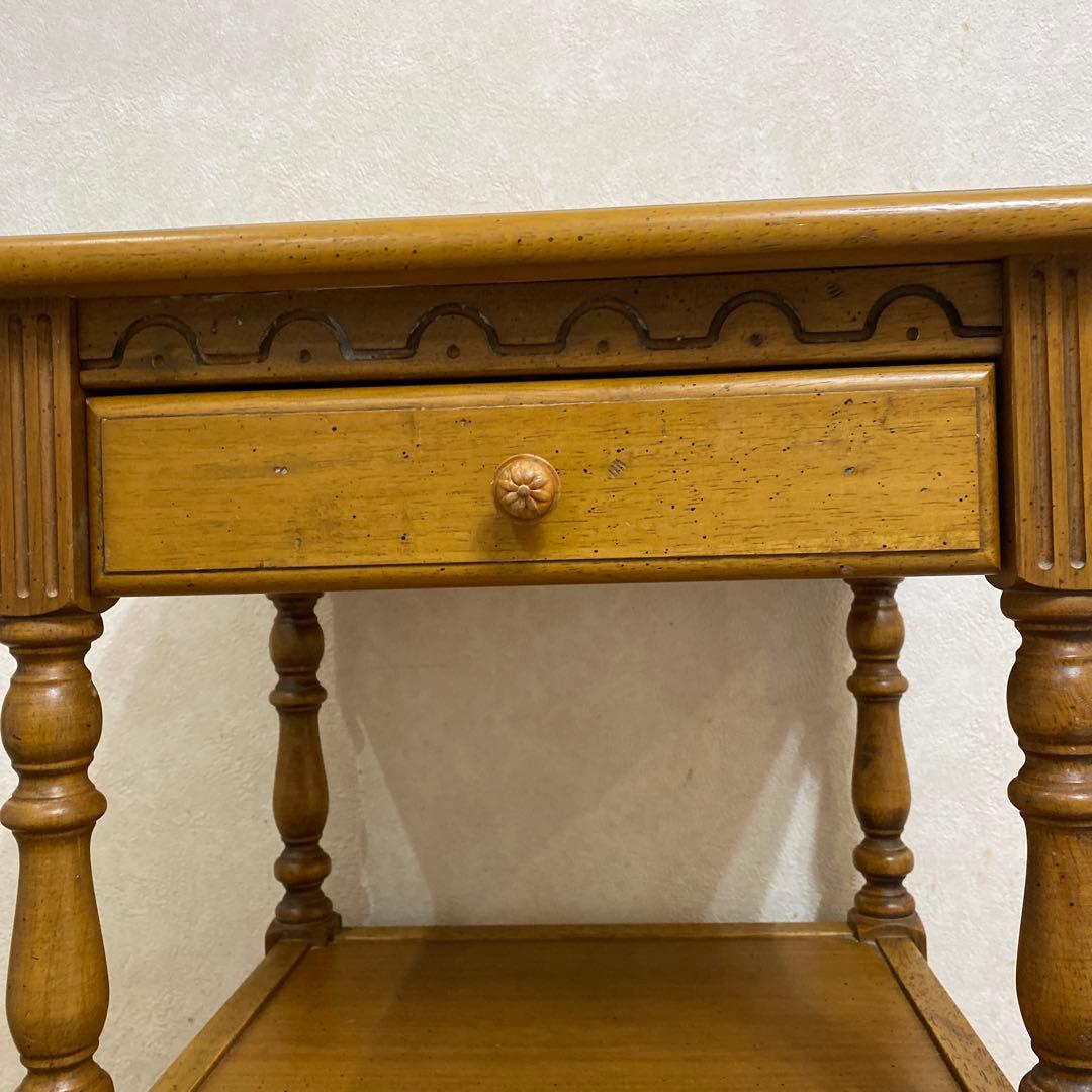 カリモク【電話台】 木製　アンティーク　花台 収納棚