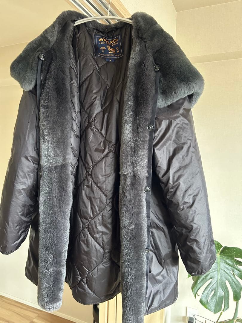 貴重Mサイズ【大柄さんに】ウールリッチ　ラビットファーライナー付きモッズコート