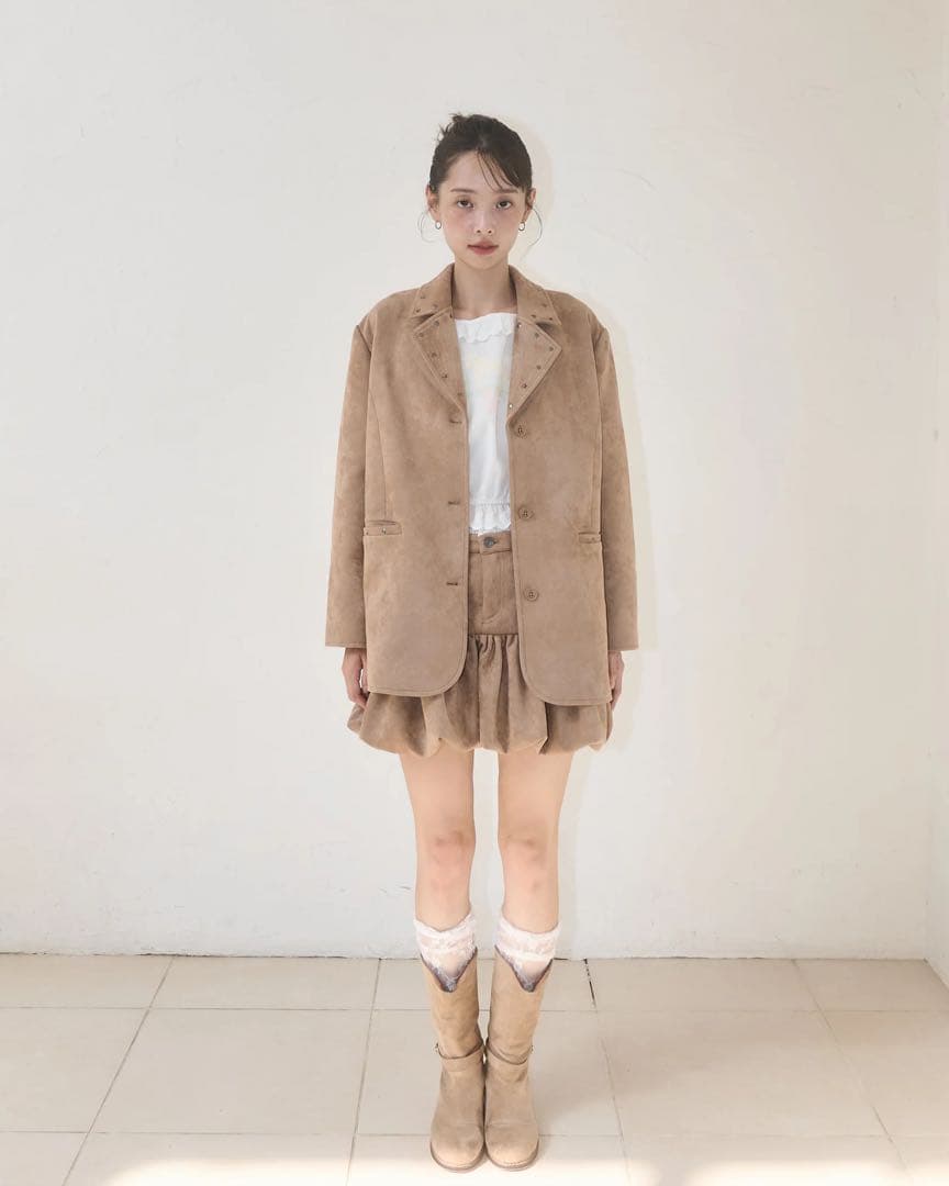 ジャケット・アウター muguet studs suede jacket CAMEL