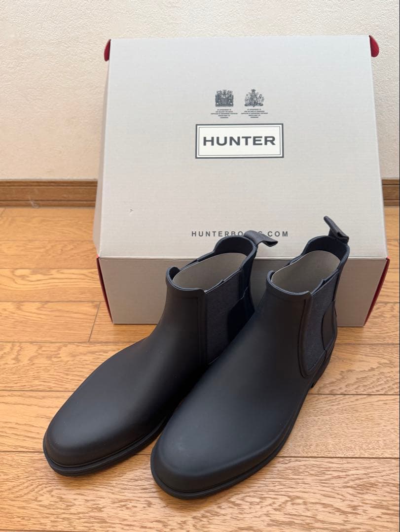【未使用】HUNTER チェルシーラバーライドゴアブーツ ネイビー　26センチ