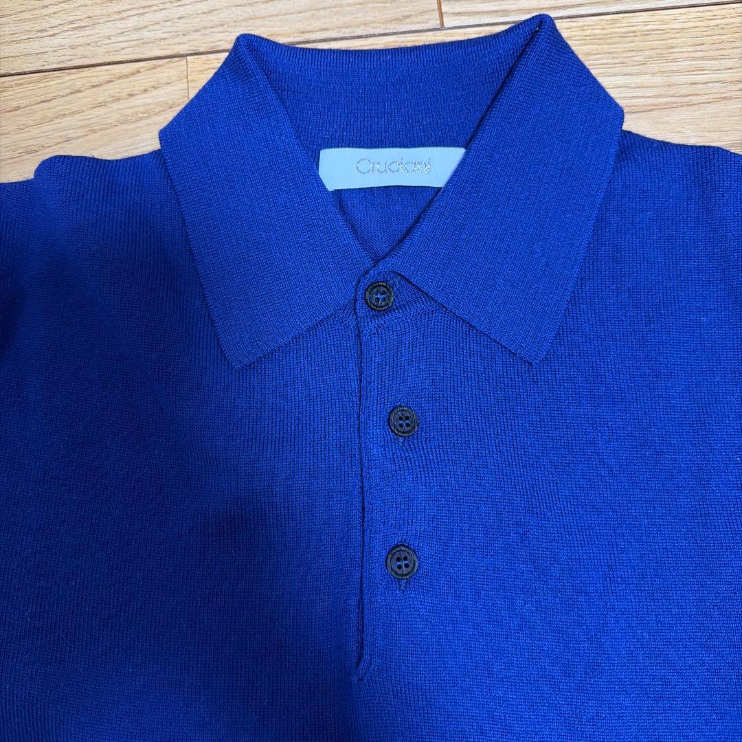 Cruciani クルチアーニ　ハイゲージ　長袖ニットポロ　サイズ46 ブルー