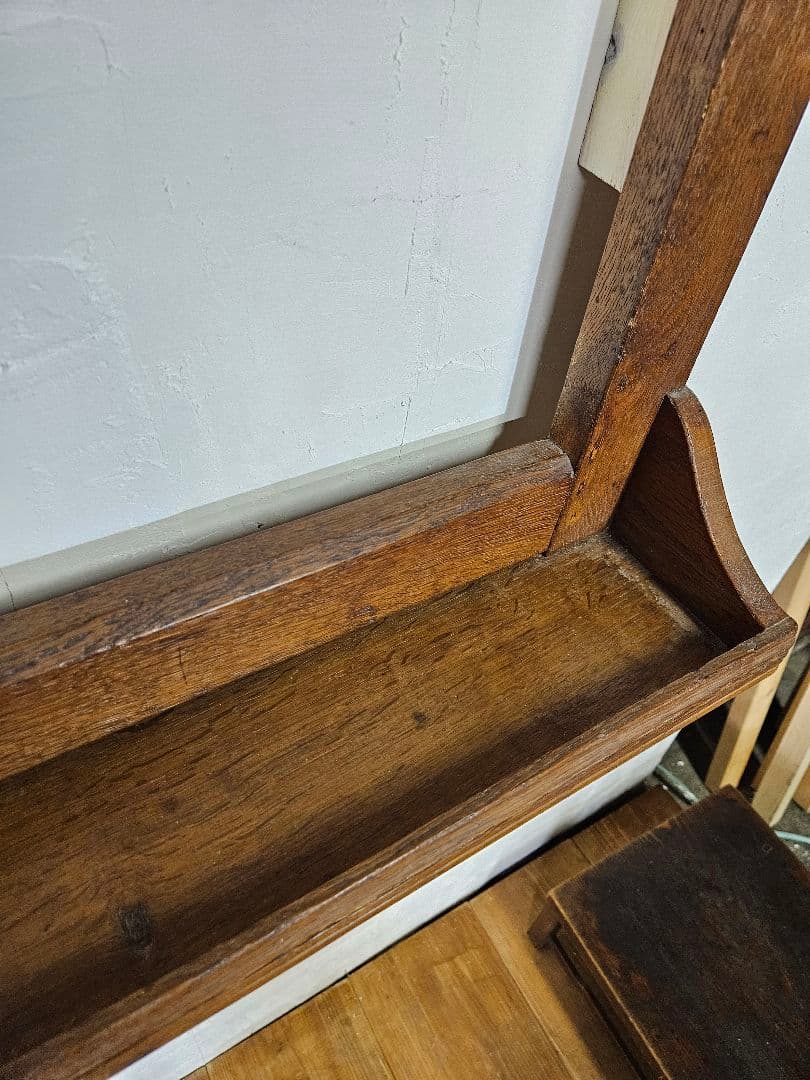 フランスアンティーク 木製の壁掛け キッチンツール ウォールシェルフ 片手鍋掛け