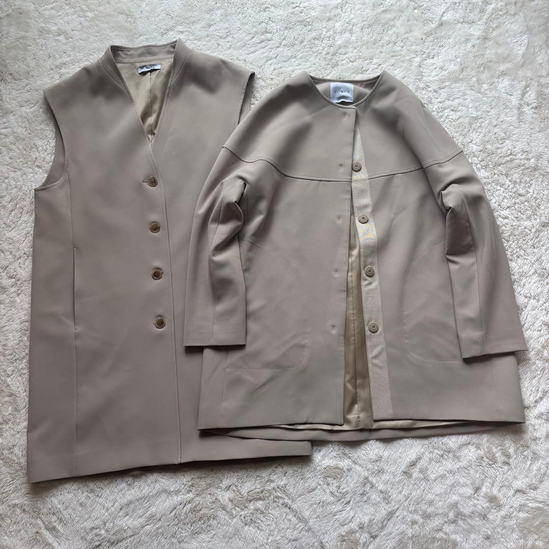 【極美品】yonfa ヨンファ　ジレショートコートセット　ジレセット free