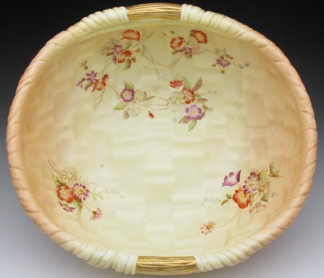 ロイヤルウースター 網笊形草花絵 ボウル 22cm アンティーク 1904年