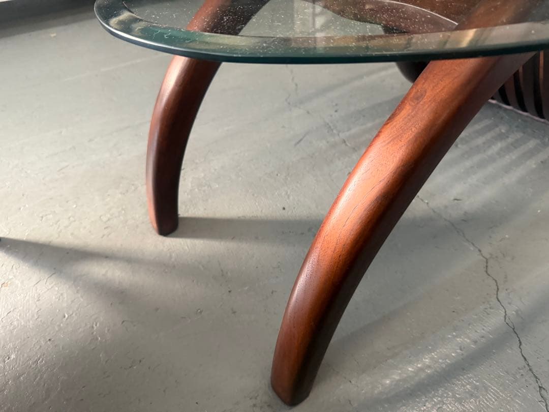 ローテーブル　アジアンスタイル家具　w124cm ガラス天板