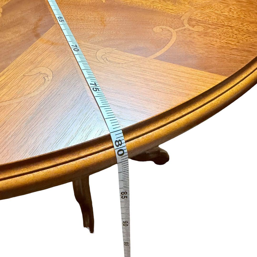 高級 イタリア アンティーク 家具 象嵌 テーブル ラウンジ 丸 80cm猫脚